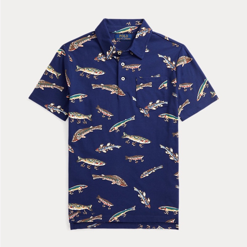 Polo Ralph Lauren Fishing Motif Cotton Polo Shirt Size Youth XL